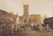 William Henry Pyne, The Pig Market,Bedford with a View of St Mary's Church (mk47)
